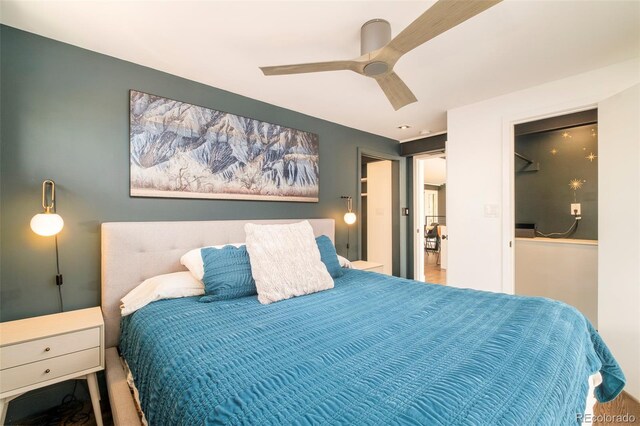 bedroom featuring ceiling fan