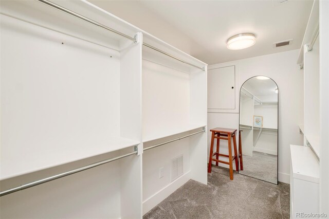 spacious closet featuring carpet floors and visible vents