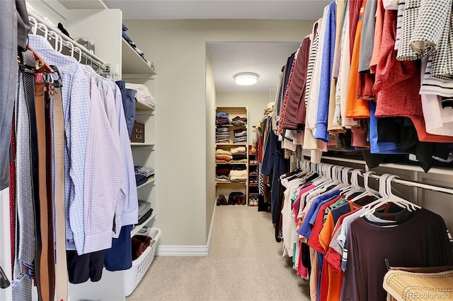 spacious closet with light colored carpet