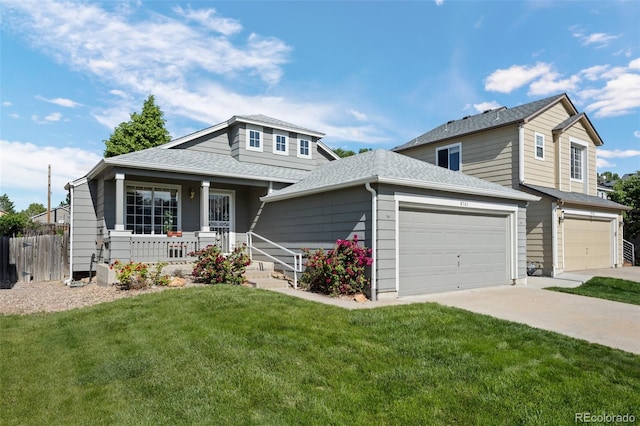 8761 Cloverleaf Cir, Parker, CO 80134 - view of front of property featuring covered porch, a shingled roof, concrete driveway, and an attached garage