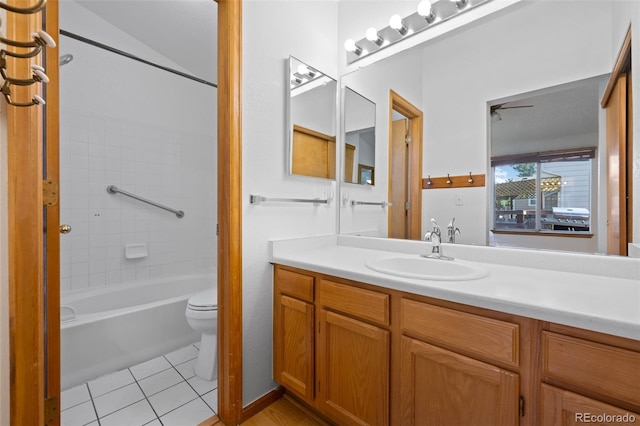 8761 Cloverleaf Cir, Parker, CO 80134 - bathroom featuring vanity, tile patterned flooring, and washtub / shower combination