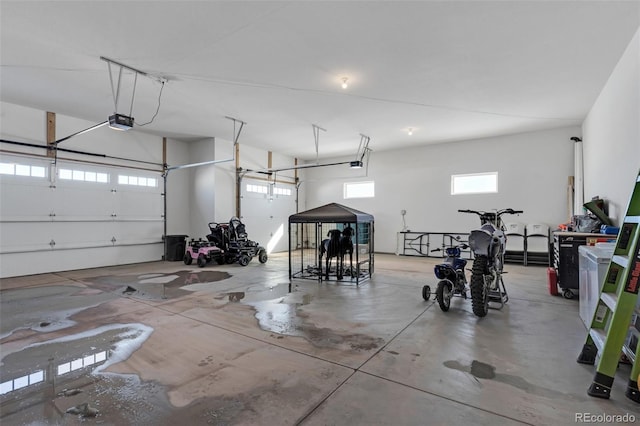 garage with a garage door opener