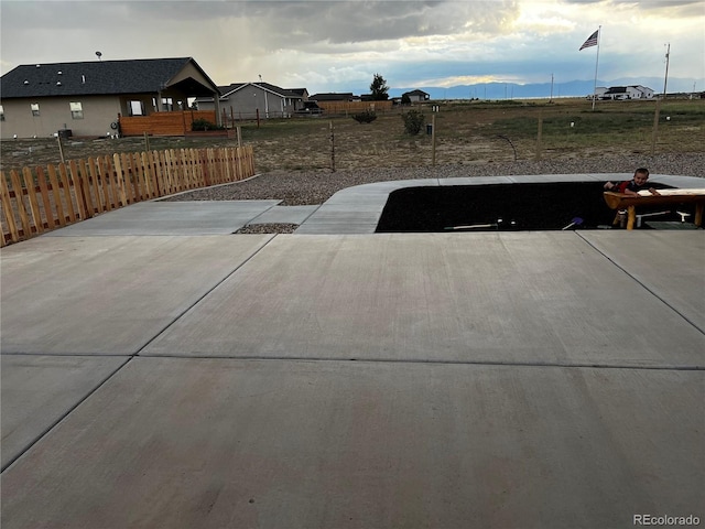 exterior space featuring a mountain view