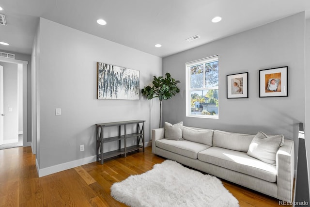 living room with hardwood / wood-style floors