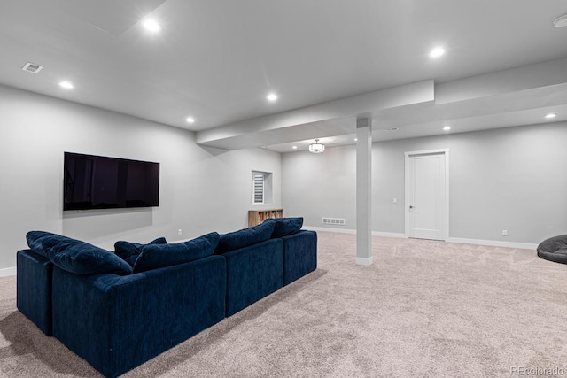 living room with carpet floors