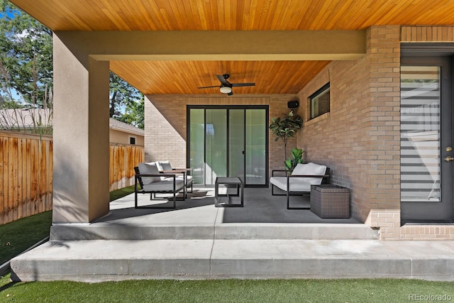 view of patio / terrace with outdoor lounge area and ceiling fan