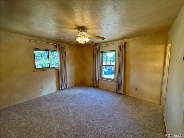 280 Raven Hills Rd, Colorado Springs, CO 80919 - carpeted spare room with a textured ceiling, ceiling fan, and a wealth of natural light