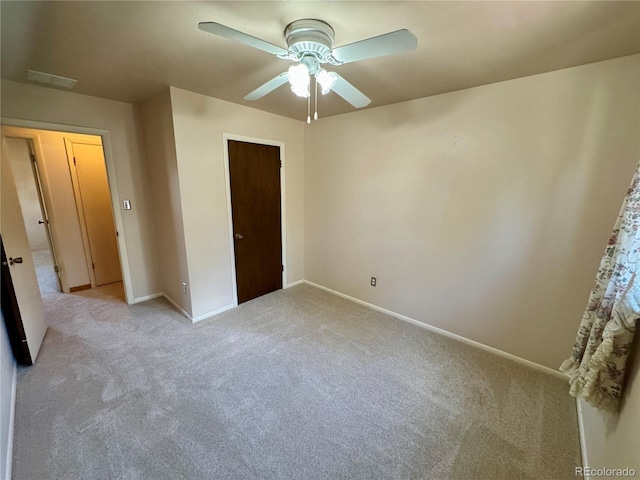 280 Raven Hills Rd, Colorado Springs, CO 80919 - unfurnished bedroom featuring baseboards, ceiling fan, carpet, and a closet