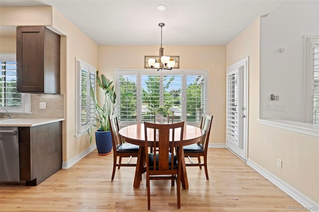 9468 E Aspen Hill Ln, Lone Tree, CO 80124 - dining room featuring light wood-style flooring and a chandelier