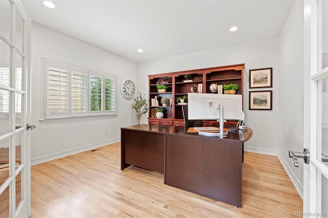 9468 E Aspen Hill Ln, Lone Tree, CO 80124 - office space with light wood finished floors, french doors, and recessed lighting