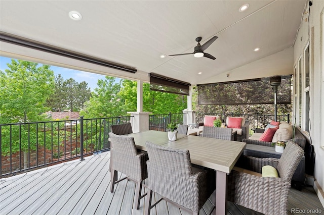 9468 E Aspen Hill Ln, Lone Tree, CO 80124 - deck with a ceiling fan and an outdoor living space