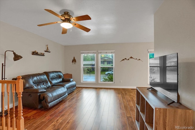 1010 Vondelpark Dr, Colorado Springs, CO 80907 - living room featuring a ceiling fan and wood finished floors