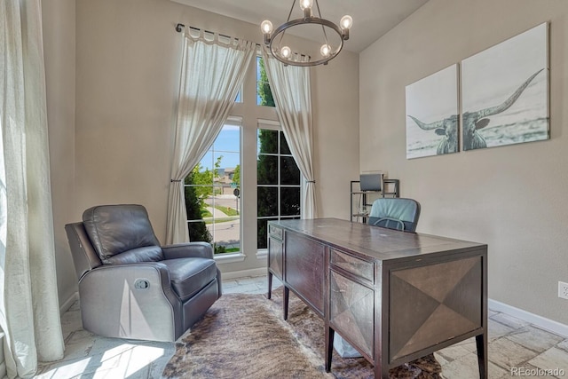 15235 W Iliff Ave, Lakewood, CO 80228 - office area with a chandelier and baseboards
