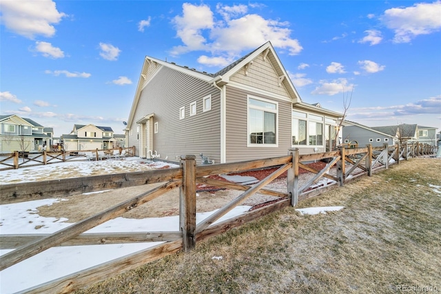 view of snow covered property