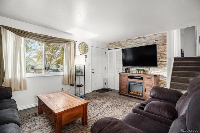 living room featuring dark hardwood / wood-style floors