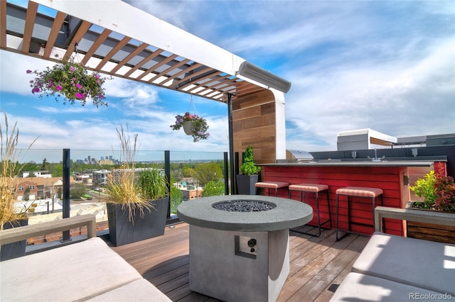 5125 W 29th Ave Unit 1, Denver, CO 80212 - deck with a pergola and an outdoor fire pit