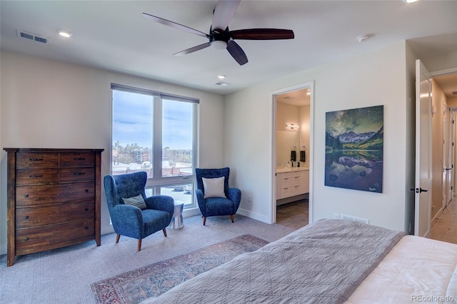 5125 W 29th Ave Unit 1, Denver, CO 80212 - bedroom featuring carpet flooring, baseboards, ensuite bath, ceiling fan, and recessed lighting