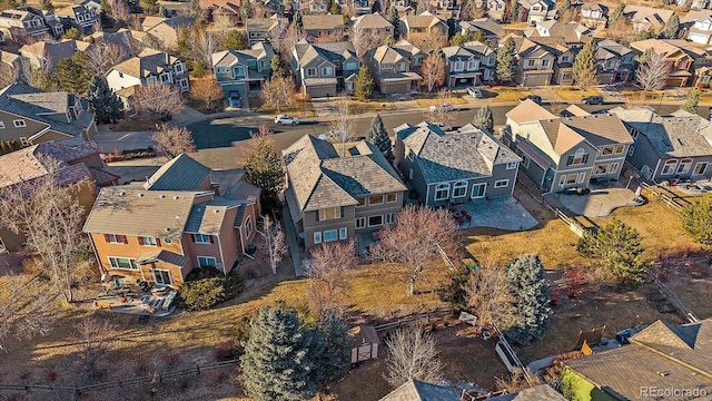 birds eye view of property with a residential view