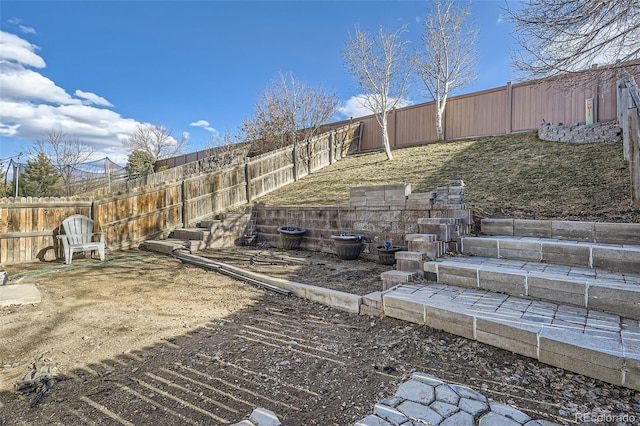 view of yard featuring a fenced backyard