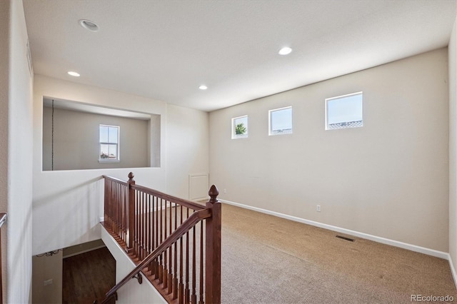 10205 Bluffmont Dr, Lone Tree, CO 80124 - corridor featuring an upstairs landing, recessed lighting, and carpet floors