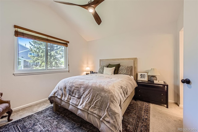 728 Poppywood Pl, Highlands Ranch, CO 80126 - bedroom with carpet, lofted ceiling, baseboards, and a ceiling fan