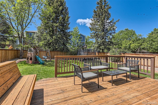 728 Poppywood Pl, Highlands Ranch, CO 80126 - wooden deck with a playground