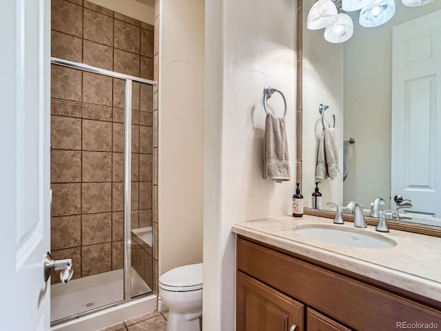 5092 S Allison Way, Littleton, CO 80123 - bathroom with a stall shower, vanity, and tile patterned floors