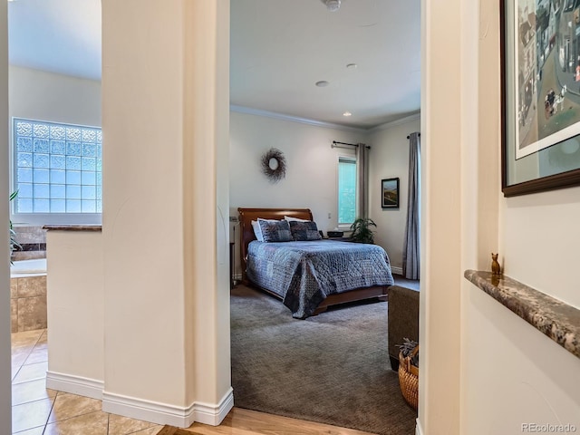 5092 S Allison Way, Littleton, CO 80123 - bedroom with multiple windows, crown molding, and light tile patterned floors