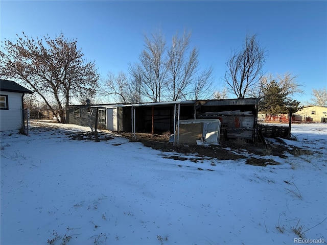 view of snow covered structure