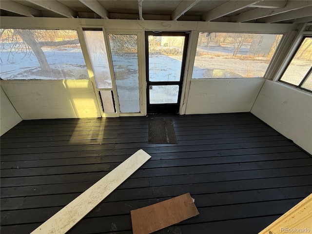 view of unfurnished sunroom