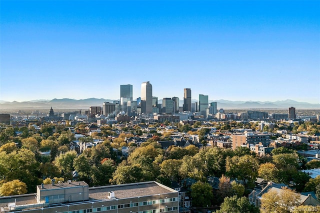 property's view of city with a mountain view