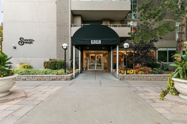 property entrance with french doors