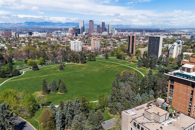 birds eye view of property featuring a mountain view