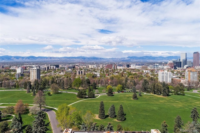 aerial view with a mountain view