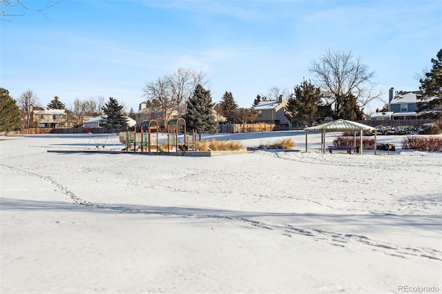 surrounding community featuring playground community and a gazebo