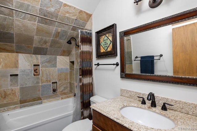 82 Lenawee Ln, Dillon, CO 80435 - full bathroom featuring toilet, vanity, and shower / bathtub combination with curtain