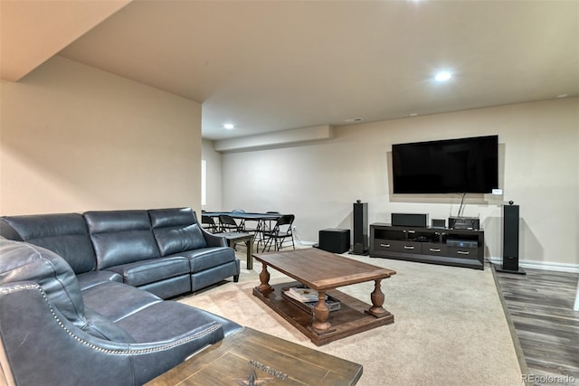 4544 Portillo Pl, Colorado Springs, CO 80924 - living area featuring baseboards, dark wood-style floors, and recessed lighting