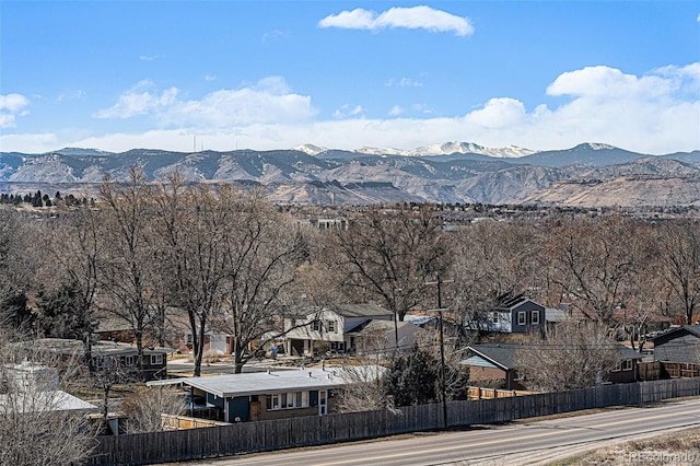 property view of mountains with a residential view