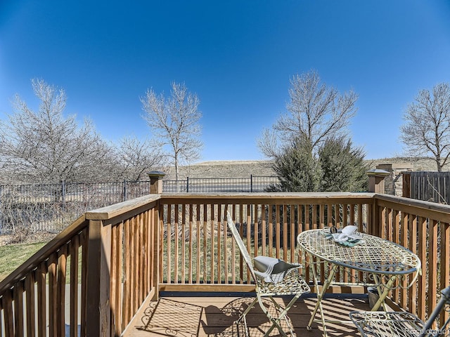 deck featuring a fenced backyard