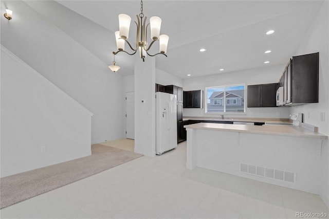 827 Forest Canyon Rd, Severance, CO 80550 - kitchen with white appliances, light countertops, recessed lighting, a sink, and open floor plan