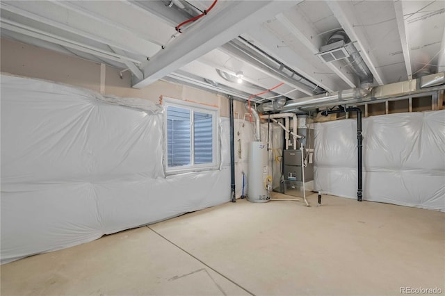 827 Forest Canyon Rd, Severance, CO 80550 - unfinished below grade area with gas water heater and heating unit