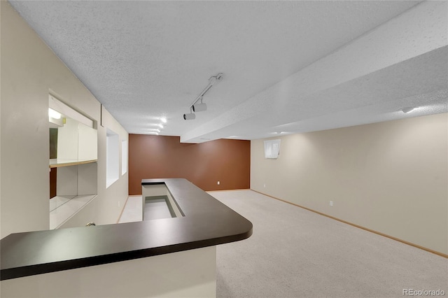 10116 Quivas St, Thornton, CO 80260 - bar area with carpet, rail lighting, and a textured ceiling