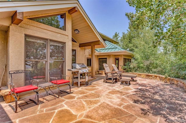 view of patio / terrace featuring a grill