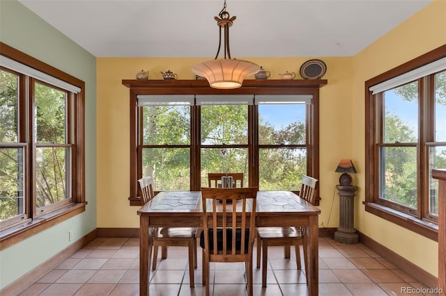 tiled dining area with a healthy amount of sunlight