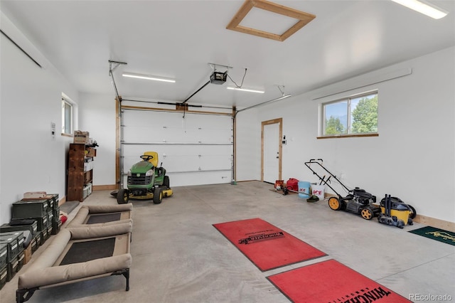 garage with a garage door opener