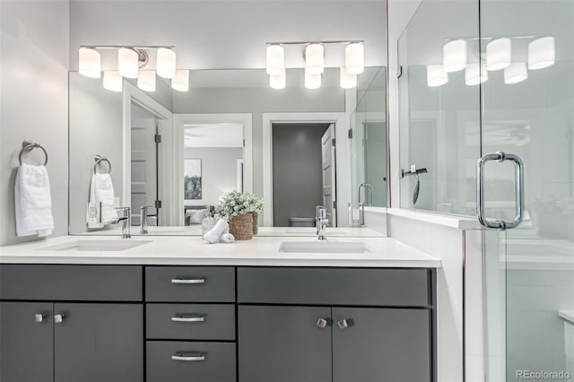 4922 Lowell Blvd Unit 2, Denver, CO 80221 - full bathroom with double vanity, toilet, and a stall shower