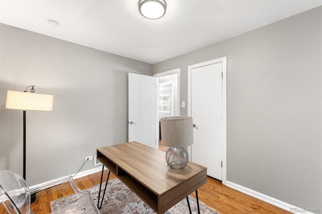 office area featuring hardwood / wood-style flooring