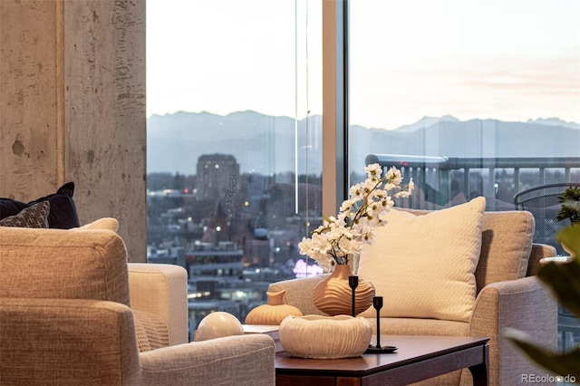 balcony with a mountain view