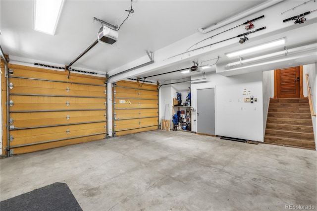 garage with a garage door opener