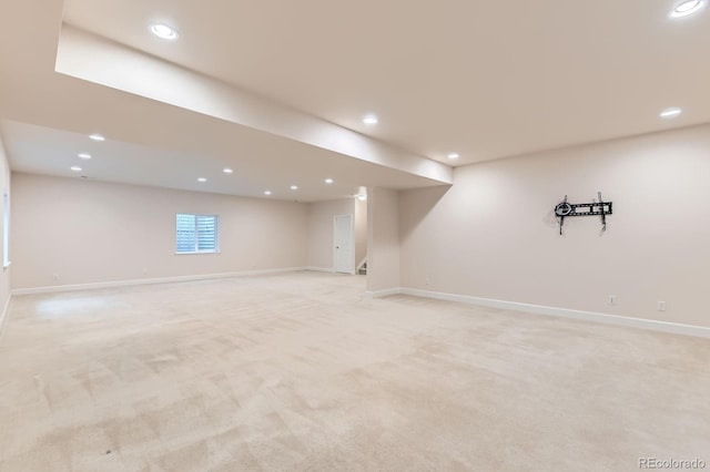 13424 W 64th Pl, Arvada, CO 80004 - below grade area featuring recessed lighting, baseboards, and light colored carpet